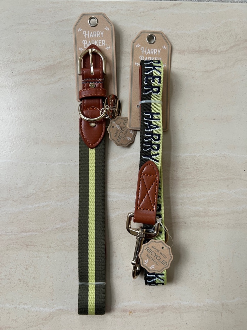 Harry Barker Blue Duo Color Signature Collar & Leash- Large